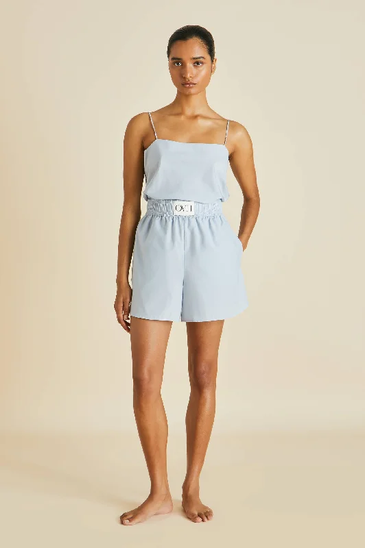 Calypso Blue Camisole Set in Cotton-Silk