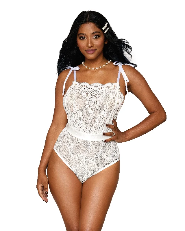 Dreamgirl Eyelash lace, stretch lace and stretch mesh teddy