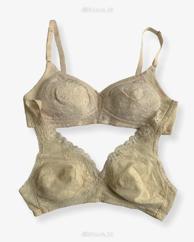 Imported Stocklot Branded Net Pushup Bra - Non Wired Bra - Non Padded Bra - Pack of 2 Imported Stocklot Branded Net Pushup Bra - Non Wired Bra - Non Padded Bra - Pack of 2