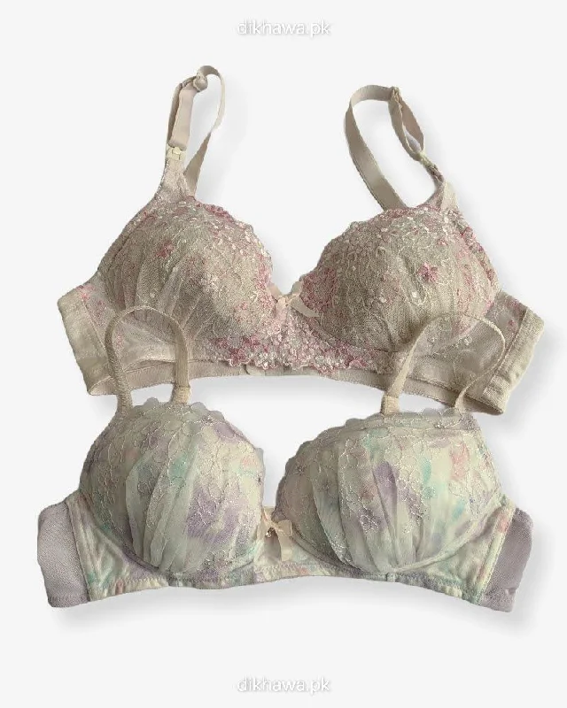 Imported Stocklot Branded Net Pushup Bra - Non Wired Bra - Non Padded Bra - Pack of 2 Imported Stocklot Branded Net Pushup Bra - Non Wired Bra - Non Padded Bra - Pack of 2