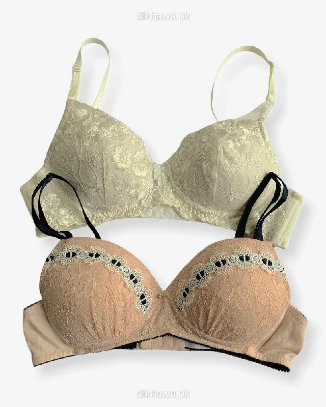 Imported Stocklot Branded Net Pushup Bra - Non Wired Bra - Non Padded Bra - Pack of 2 Imported Stocklot Branded Net Pushup Bra - Non Wired Bra - Non Padded Bra - Pack of 2