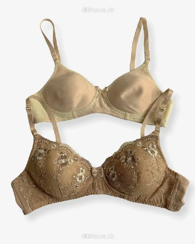 Imported Stocklot Branded Net Pushup Bra - Non Wired Bra - Non Padded Bra - Pack of 2 Imported Stocklot Branded Net Pushup Bra - Non Wired Bra - Non Padded Bra - Pack of 2