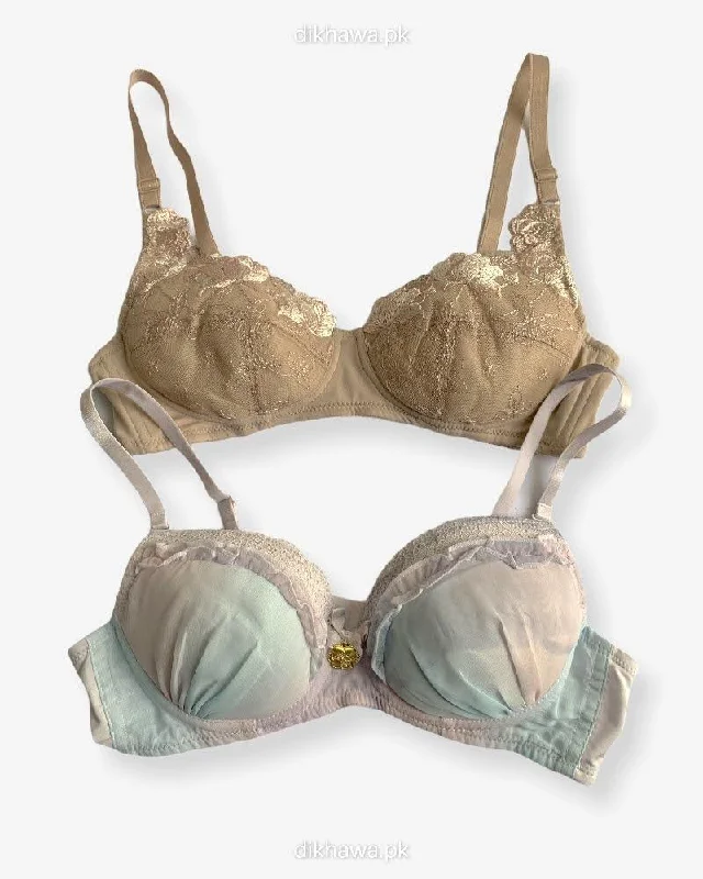 Imported Stocklot Branded Net Pushup Bra - Non Wired Bra - Non Padded Bra - Pack of 2 Imported Stocklot Branded Net Pushup Bra - Non Wired Bra - Non Padded Bra - Pack of 2