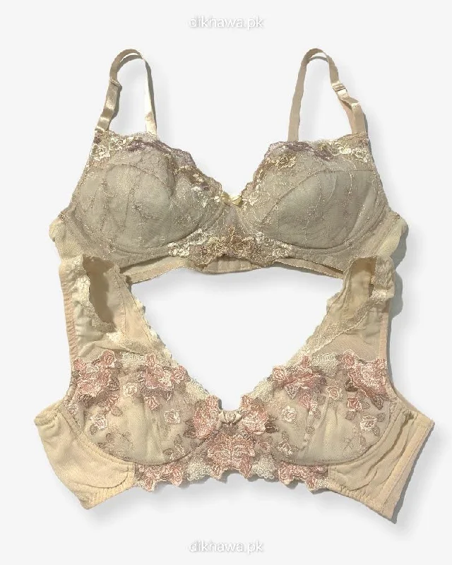 Imported Stocklot Branded Net Pushup Bra - Non Wired Bra - Non Padded Bra - Pack of 2 Imported Stocklot Branded Net Pushup Bra - Non Wired Bra - Non Padded Bra - Pack of 2