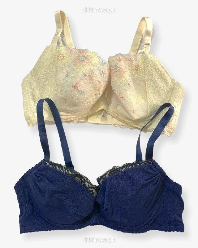 Imported Stocklot Branded Net Pushup Bra -Under Wired Bra - Non Padded Bra - Pack of 2 Imported Stocklot Branded Net Pushup Bra -Under Wired Bra - Non Padded Bra - Pack of 2