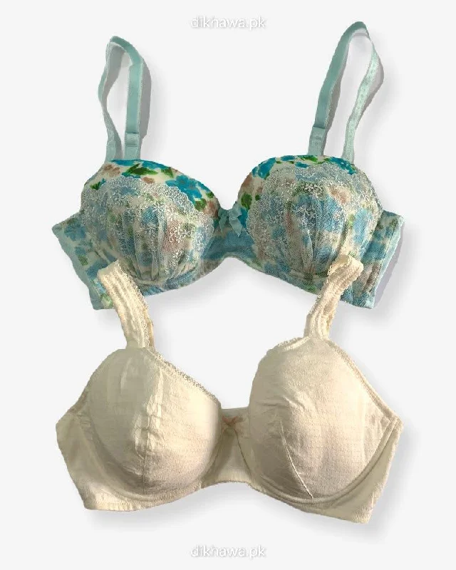 Imported Stocklot Branded Net Pushup Bra -Under Wired Bra - Non Padded Bra - Pack of 2 Imported Stocklot Branded Net Pushup Bra -Under Wired Bra - Non Padded Bra - Pack of 2