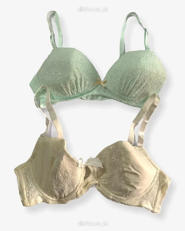 Imported Stocklot Branded Net Pushup Bra -Under Wired Bra - Non Padded Bra - Pack of 2 Imported Stocklot Branded Net Pushup Bra -Under Wired Bra - Non Padded Bra - Pack of 2