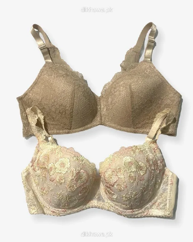 Imported Stocklot Branded Net Pushup Bra -Under Wired Bra - Non Padded Bra - Pack of 2 Imported Stocklot Branded Net Pushup Bra -Under Wired Bra - Non Padded Bra - Pack of 2