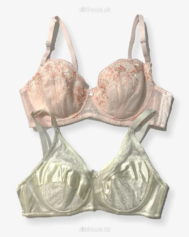 Imported Stocklot Branded Net Pushup Bra -Under Wired Bra - Non Padded Bra - Pack of 2 Imported Stocklot Branded Net Pushup Bra -Under Wired Bra - Non Padded Bra - Pack of 2
