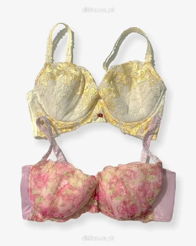 Imported Stocklot Branded Net Pushup Bra -Under Wired Bra - Non Padded Bra - Pack of 2 Imported Stocklot Branded Net Pushup Bra -Under Wired Bra - Non Padded Bra - Pack of 2