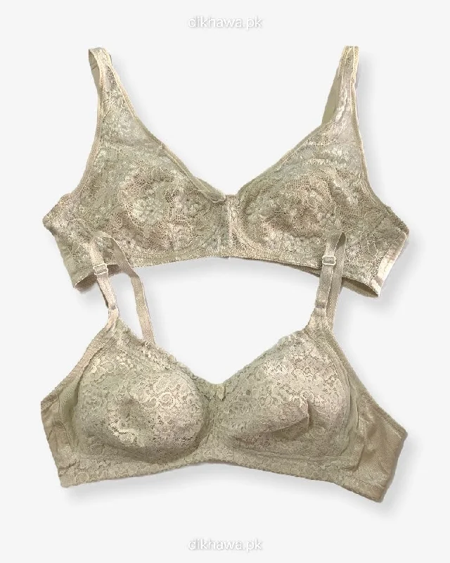 Imported Stocklot Branded Net Pushup Bra -Under Wired Bra - Non Padded Bra - Pack of 2 Imported Stocklot Branded Net Pushup Bra -Under Wired Bra - Non Padded Bra - Pack of 2