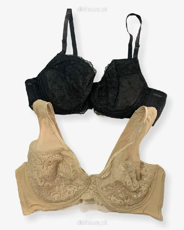 Imported Stocklot Branded Net Pushup Bra -Under Wired Bra - Non Padded Bra - Pack of 2 Imported Stocklot Branded Net Pushup Bra -Under Wired Bra - Non Padded Bra - Pack of 2