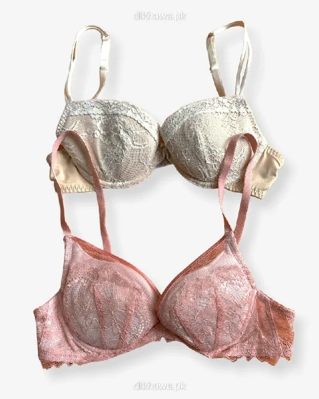 Imported Stocklot Branded Net Pushup Bra - Underwired Bra - Non Padded Bra - Pack of 2 Imported Stocklot Branded Net Pushup Bra - Underwired Bra - Non Padded Bra - Pack of 2