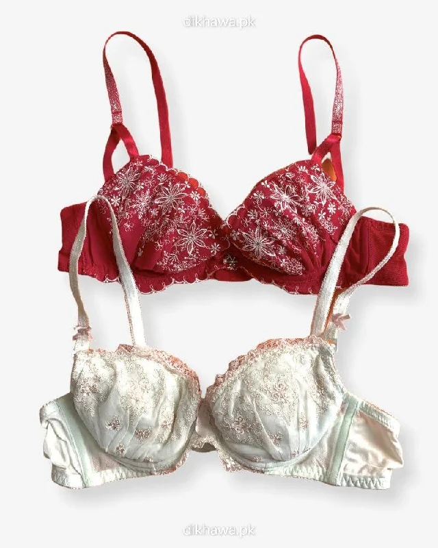 Imported Stocklot Branded Net Pushup Bra - Underwired Bra - Non Padded Bra - Pack of 2 Imported Stocklot Branded Net Pushup Bra - Underwired Bra - Non Padded Bra - Pack of 2