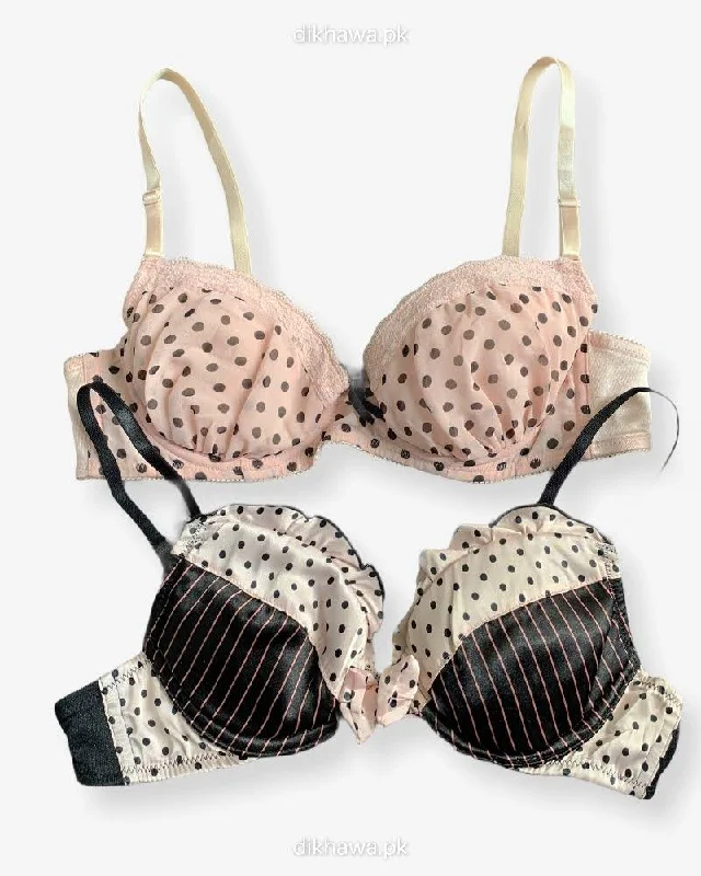 Imported Stocklot Branded Net Pushup Bra - Underwired Bra - Non Padded Bra - Pack of 2 Imported Stocklot Branded Net Pushup Bra - Underwired Bra - Non Padded Bra - Pack of 2