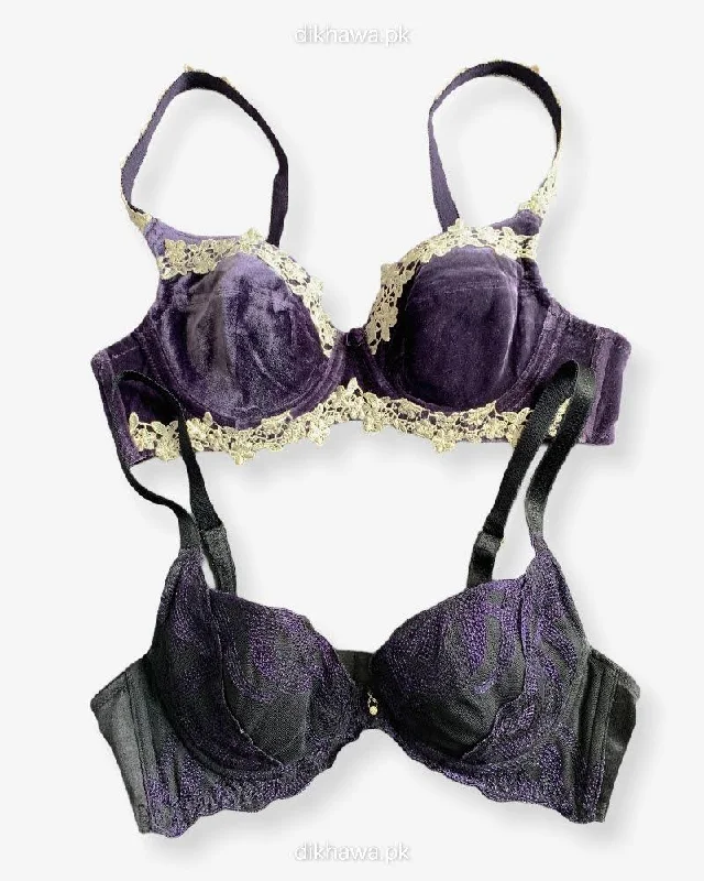 Imported Stocklot Branded Net Pushup Bra - Underwired Bra - Non Padded Bra - Pack of 2 Imported Stocklot Branded Net Pushup Bra - Underwired Bra - Non Padded Bra - Pack of 2