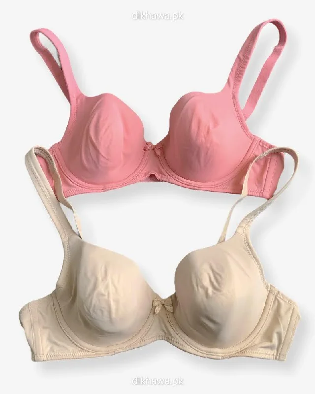 Imported Stocklot Branded Net Pushup Bra - Underwired Bra - Non Padded Bra - Pack of 2 Imported Stocklot Branded Net Pushup Bra - Underwired Bra - Non Padded Bra - Pack of 2