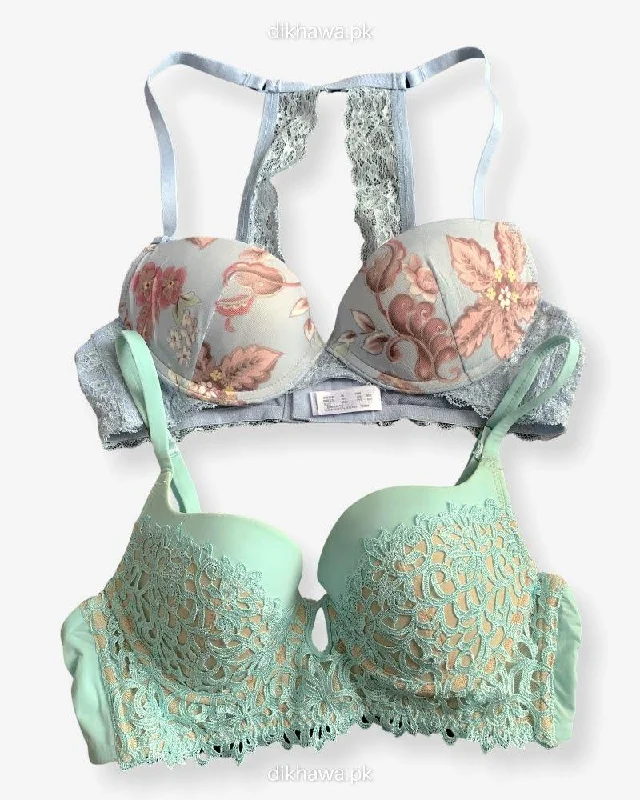 Imported Stocklot Branded Net Pushup Bra - Underwired Bra - Non Padded Bra - Pack of 2 Imported Stocklot Branded Net Pushup Bra - Underwired Bra - Non Padded Bra - Pack of 2