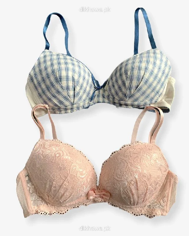 Imported Stocklot Branded Net Pushup Bra - Underwired Bra - Non Padded Bra - Pack of 2 Imported Stocklot Branded Net Pushup Bra - Underwired Bra - Non Padded Bra - Pack of 2