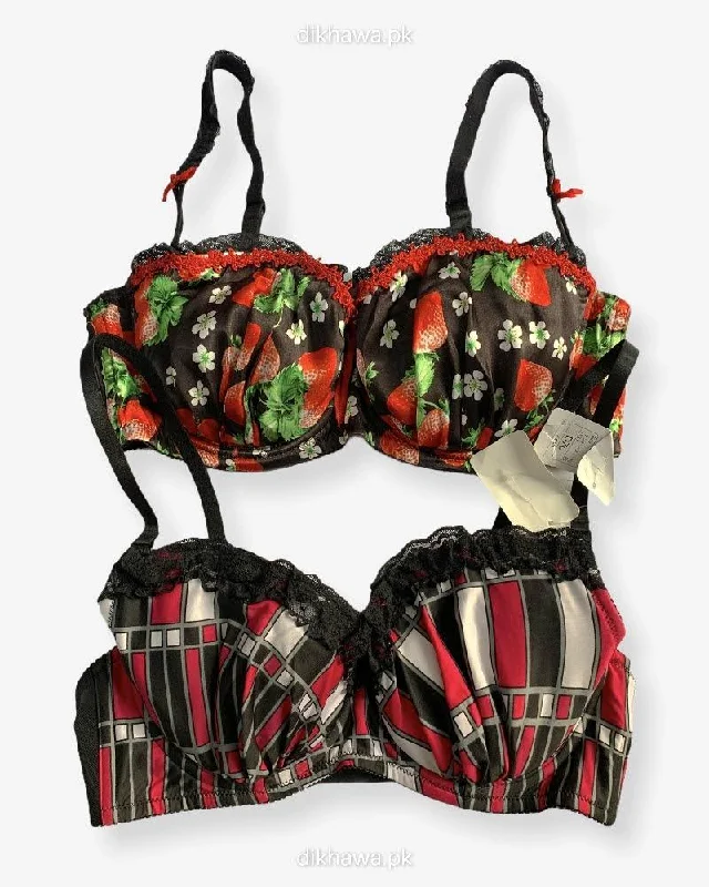 Imported Stocklot Branded Net Pushup Bra - Underwired Bra -Non Padded Bra - Pack of 2 Imported Stocklot Branded Net Pushup Bra - Underwired Bra -Non Padded Bra - Pack of 2