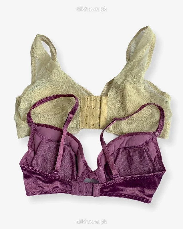 Imported Stocklot Branded Net Pushup Bra - Underwired Bra - Non Padded Bra - Pack of 2 Imported Stocklot Branded Net Pushup Bra - Underwired Bra - Non Padded Bra - Pack of 2