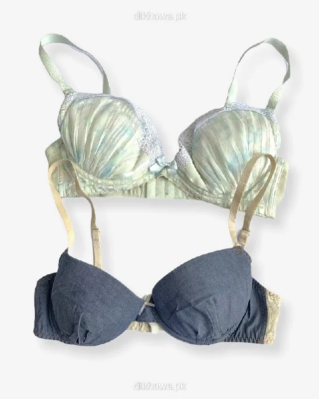 Imported Stocklot Branded Net Pushup Bra - Underwired Bra - Non Padded Bra - Pack of 2 Imported Stocklot Branded Net Pushup Bra - Underwired Bra - Non Padded Bra - Pack of 2