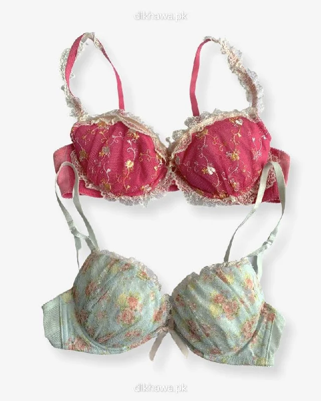 Imported Stocklot Branded Net Pushup Bra - Underwired Bra - Non Padded Bra - Pack of 2 Imported Stocklot Branded Net Pushup Bra - Underwired Bra - Non Padded Bra - Pack of 2