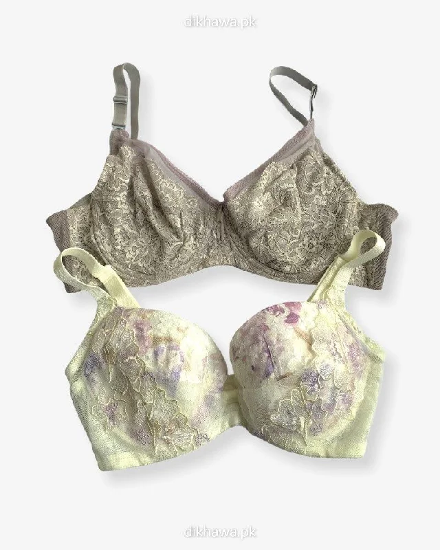 Imported Stocklot Branded Net Pushup Bra - Underwired Bra - Non Padded Bra - Pack of 2 Imported Stocklot Branded Net Pushup Bra - Underwired Bra - Non Padded Bra - Pack of 2