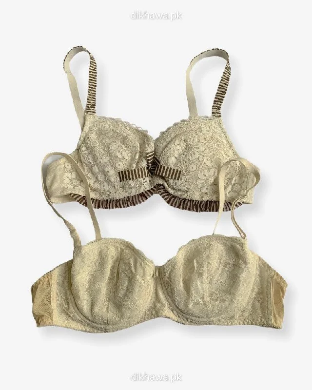 Imported Stocklot Branded Net Pushup Bra - Underwired Bra - Non Padded Bra - Pack of 2 Imported Stocklot Branded Net Pushup Bra - Underwired Bra - Non Padded Bra - Pack of 2