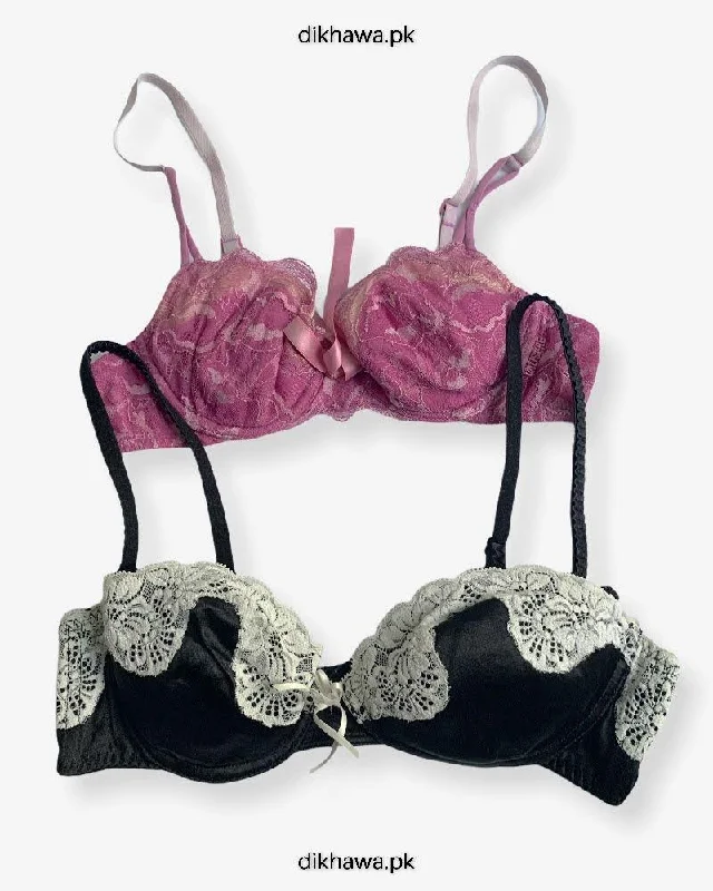 Imported Stocklot Branded Net Pushup Bra - Underwired Bra - Non Padded Bra - Pack of 2 Imported Stocklot Branded Net Pushup Bra - Underwired Bra - Non Padded Bra - Pack of 2