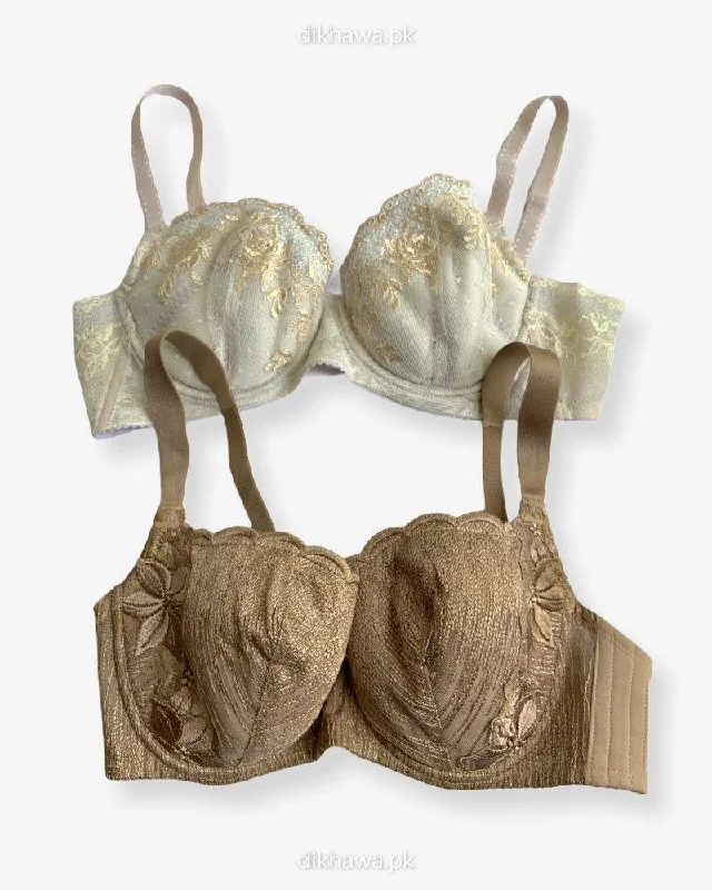 Imported Stocklot Branded Net Pushup Bra - Underwired Bra - Non Padded Bra - Pack of 2 Imported Stocklot Branded Net Pushup Bra - Underwired Bra - Non Padded Bra - Pack of 2
