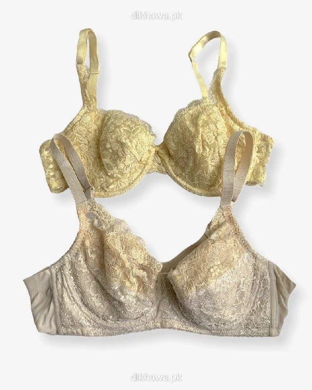 Imported Stocklot Branded Net Pushup Bra - Underwired Bra - Non Padded Bra - Pack of 2 Imported Stocklot Branded Net Pushup Bra - Underwired Bra - Non Padded Bra - Pack of 2