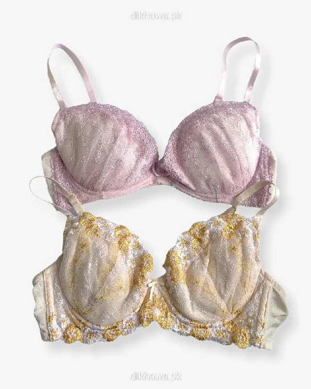 Imported Stocklot Branded Net Pushup Bra - Underwired Bra - Non Padded Bra - Pack of 2 Imported Stocklot Branded Net Pushup Bra - Underwired Bra - Non Padded Bra - Pack of 2