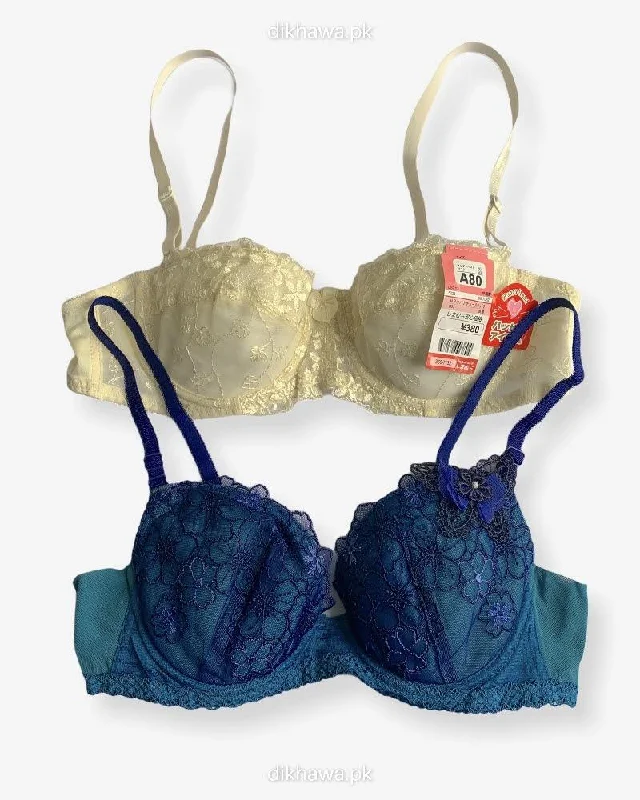 Imported Stocklot Branded Net Pushup Bra - Underwired Bra - Non Padded Bra - Pack of 2 Imported Stocklot Branded Net Pushup Bra - Underwired Bra - Non Padded Bra - Pack of 2