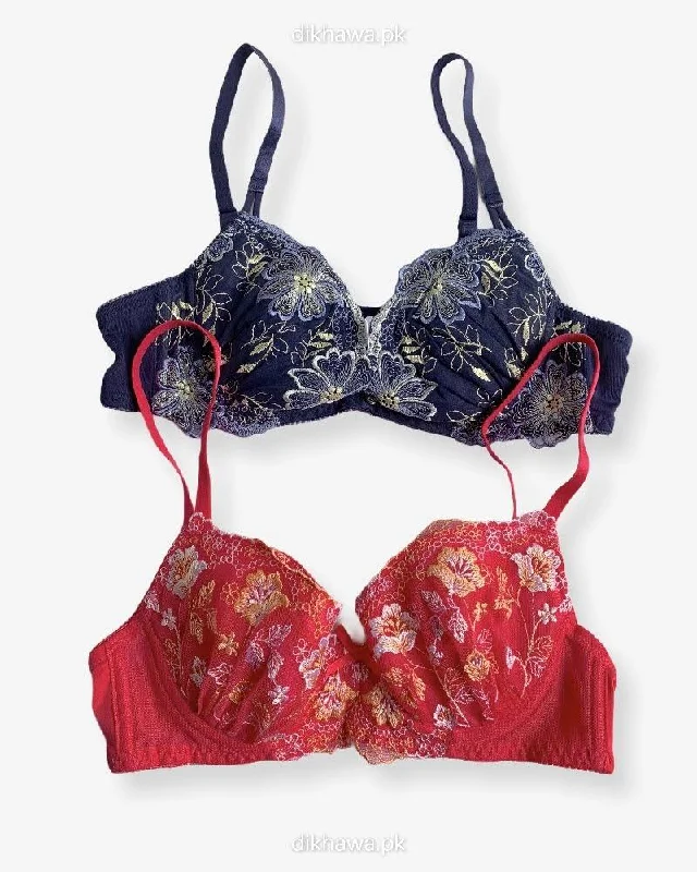 Imported Stocklot Branded Net Pushup Bra - Underwired Bra - Non Padded Bra - Pack of 2 Imported Stocklot Branded Net Pushup Bra - Underwired Bra - Non Padded Bra - Pack of 2