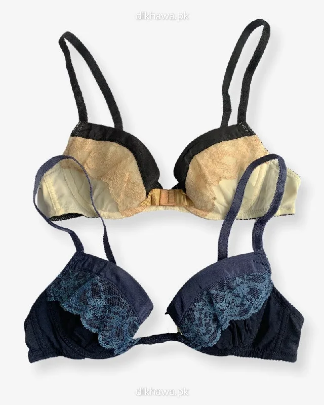 Imported Stocklot Branded Net Pushup Bra - Underwired Bra - Non Padded Bra - Pack of 2 Imported Stocklot Branded Net Pushup Bra - Underwired Bra - Non Padded Bra - Pack of 2