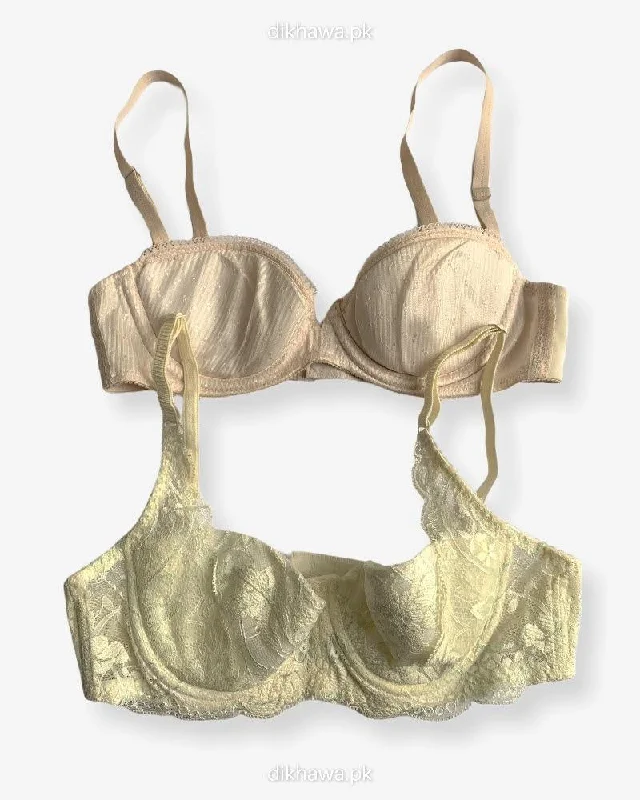 Imported Stocklot Branded Net Pushup Bra - Underwired Bra - Non Padded Bra - Pack of 2 Imported Stocklot Branded Net Pushup Bra - Underwired Bra - Non Padded Bra - Pack of 2