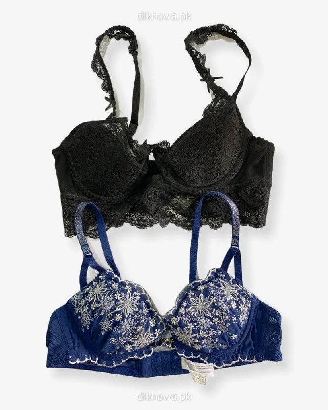 Imported Stocklot Branded Net Pushup Bra - Underwired Bra - Non Padded Bra - Pack of 2 Imported Stocklot Branded Net Pushup Bra - Underwired Bra - Non Padded Bra - Pack of 2