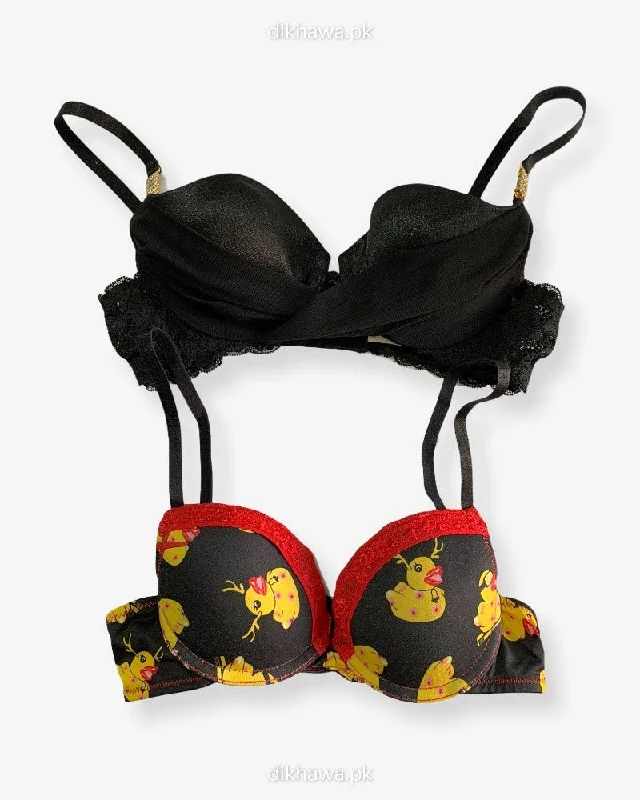 Imported Stocklot Branded Net Pushup Bra - Underwired Bra - Non Padded Bra - Pack of 2 Imported Stocklot Branded Net Pushup Bra - Underwired Bra - Non Padded Bra - Pack of 2