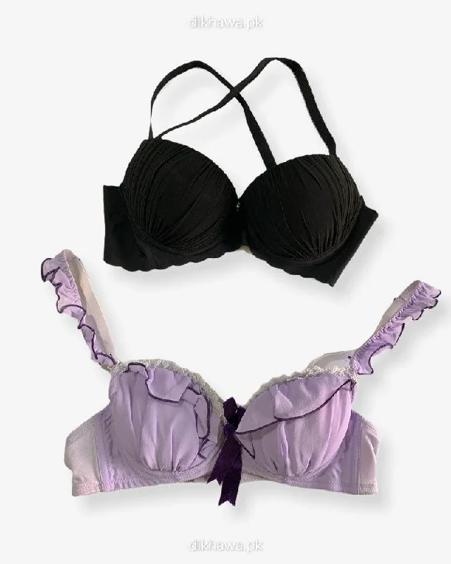 Imported Stocklot Branded Net Pushup Bra - Underwired Bra - Non Padded Bra - Pack of 2 Imported Stocklot Branded Net Pushup Bra - Underwired Bra - Non Padded Bra - Pack of 2