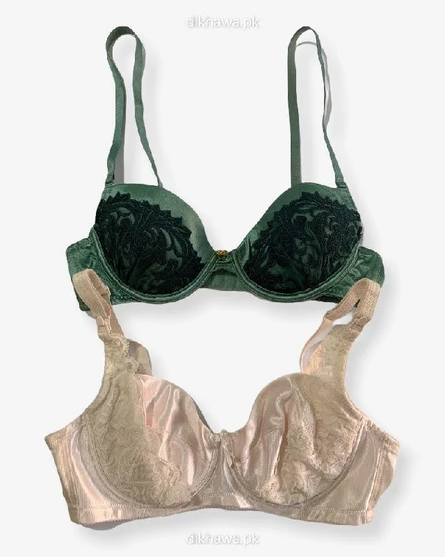 Imported Stocklot Branded Net Pushup Bra - Underwired Bra - Non Padded Bra - Pack of 2 Imported Stocklot Branded Net Pushup Bra - Underwired Bra - Non Padded Bra - Pack of 2