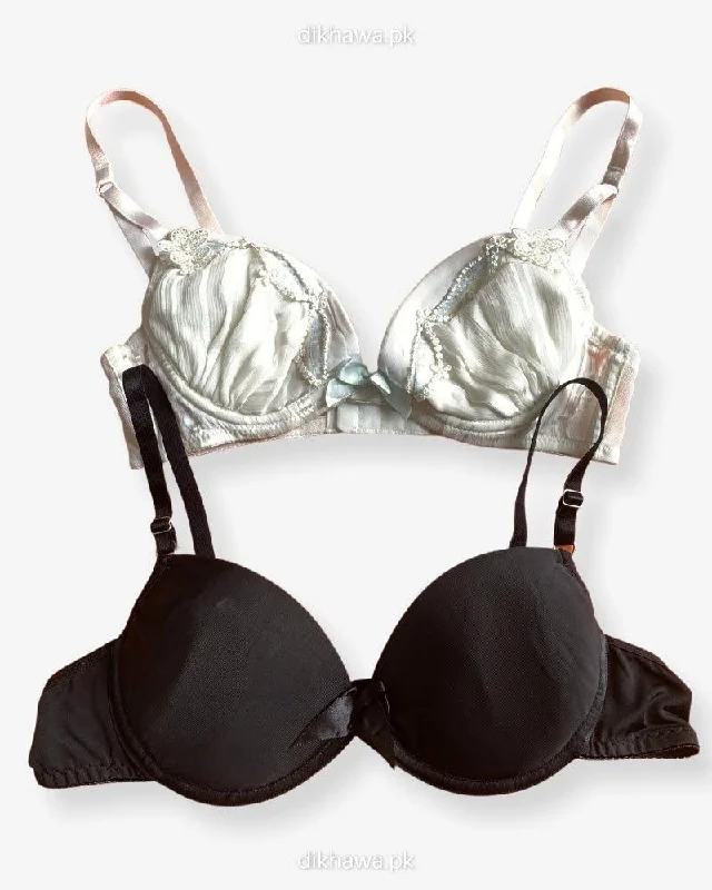 Imported Stocklot Branded Net Pushup Bra - Underwired Bra - Non Padded Bra - Pack of 2 Imported Stocklot Branded Net Pushup Bra - Underwired Bra - Non Padded Bra - Pack of 2