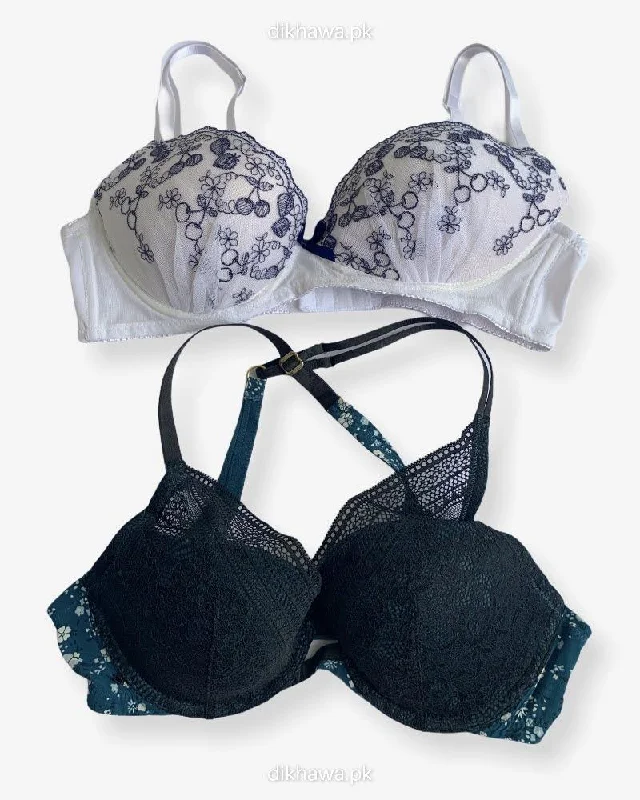 Imported Stocklot Branded  Net Pushup Bra - Underwired Bra  - Padded Bra - Pack of 2
