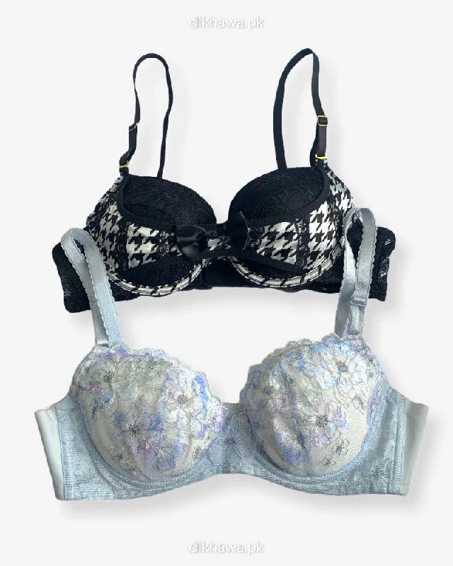 Imported Stocklot Branded  Net Pushup Bra - Underwired Bra  - Padded Bra - Pack of 2