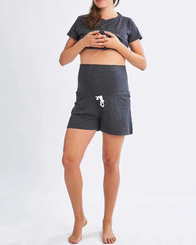 Maternity Lounge Shorts In Charcoal