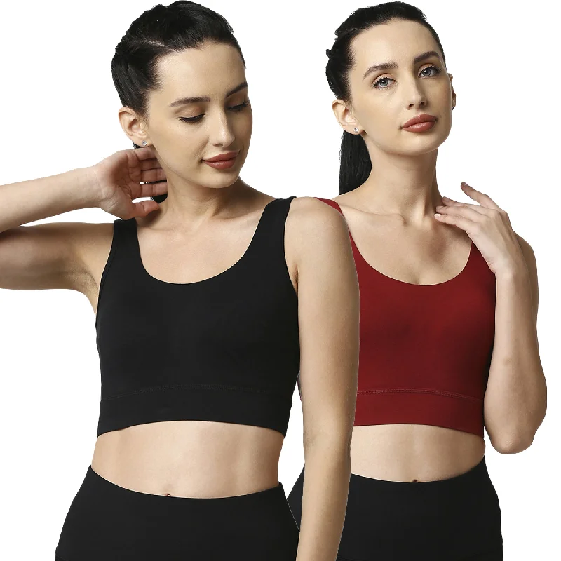 Medium Impact Non Padded Non Wired Long Line Sports Bra (Pack of 2) CB-910
