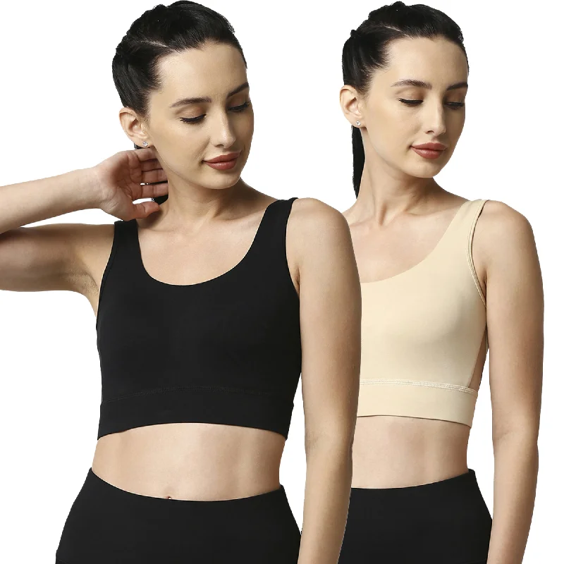 Medium Impact Non Padded Non Wired Long Line Sports Bra (Pack of 2) CB-910