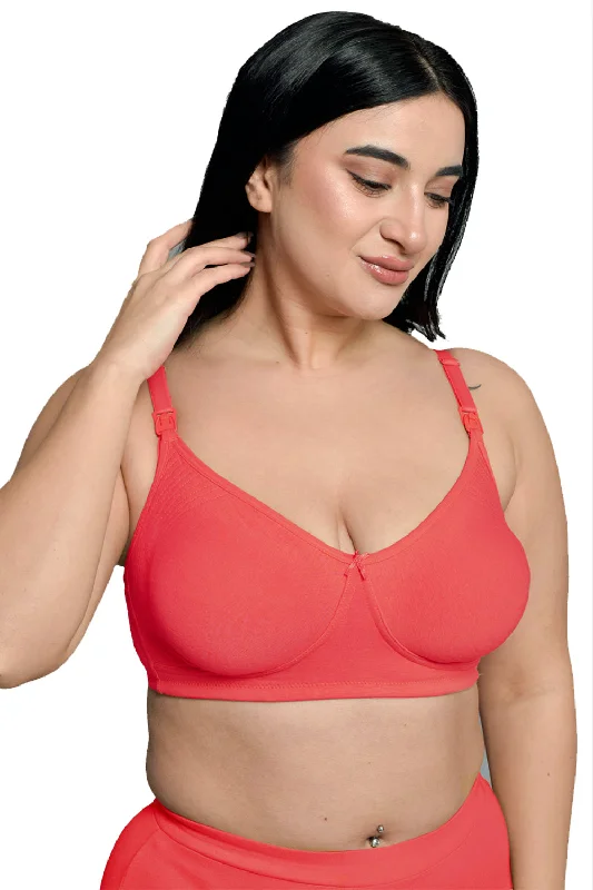 Plus Size Bright Pink Organic Cotton Antimicrobial Soft feeding Bra IMB005I