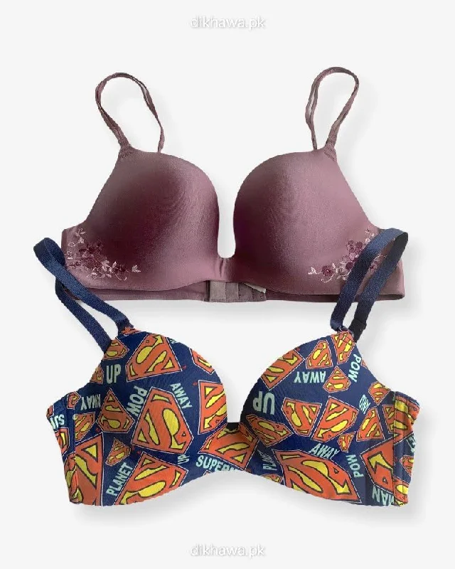 T-Shirt Bra - Soft Padded Imported Stocklot Branded Pushup Bra - Non Wired Bra -Double Padded Bra - Pack of 2 T-Shirt Bra - Soft Padded Imported Stocklot Branded Pushup Bra - Non Wired Bra -Double Padded Bra - Pack of 2
