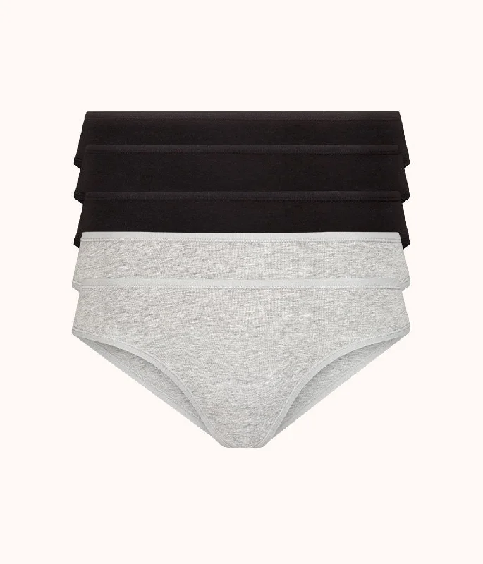 The Cotton Bikini 5-Pack: Jet Black/Heather Gray